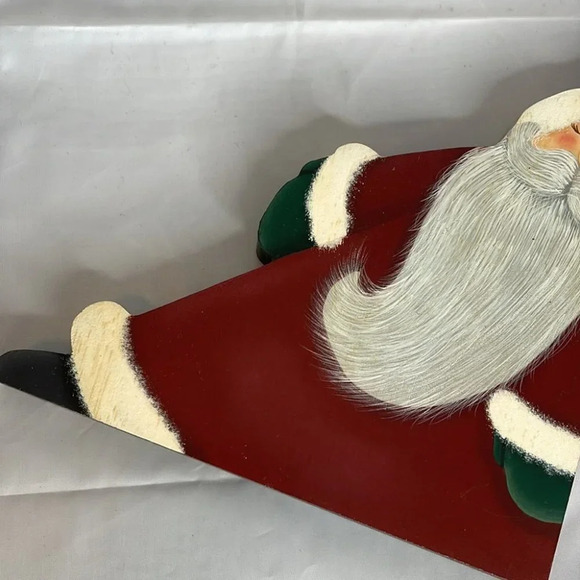VINTAGE Handcrafted Painted Folk Art Sleeping Santa Claus Wooden Shelf Sitter - Picture 4 of 7